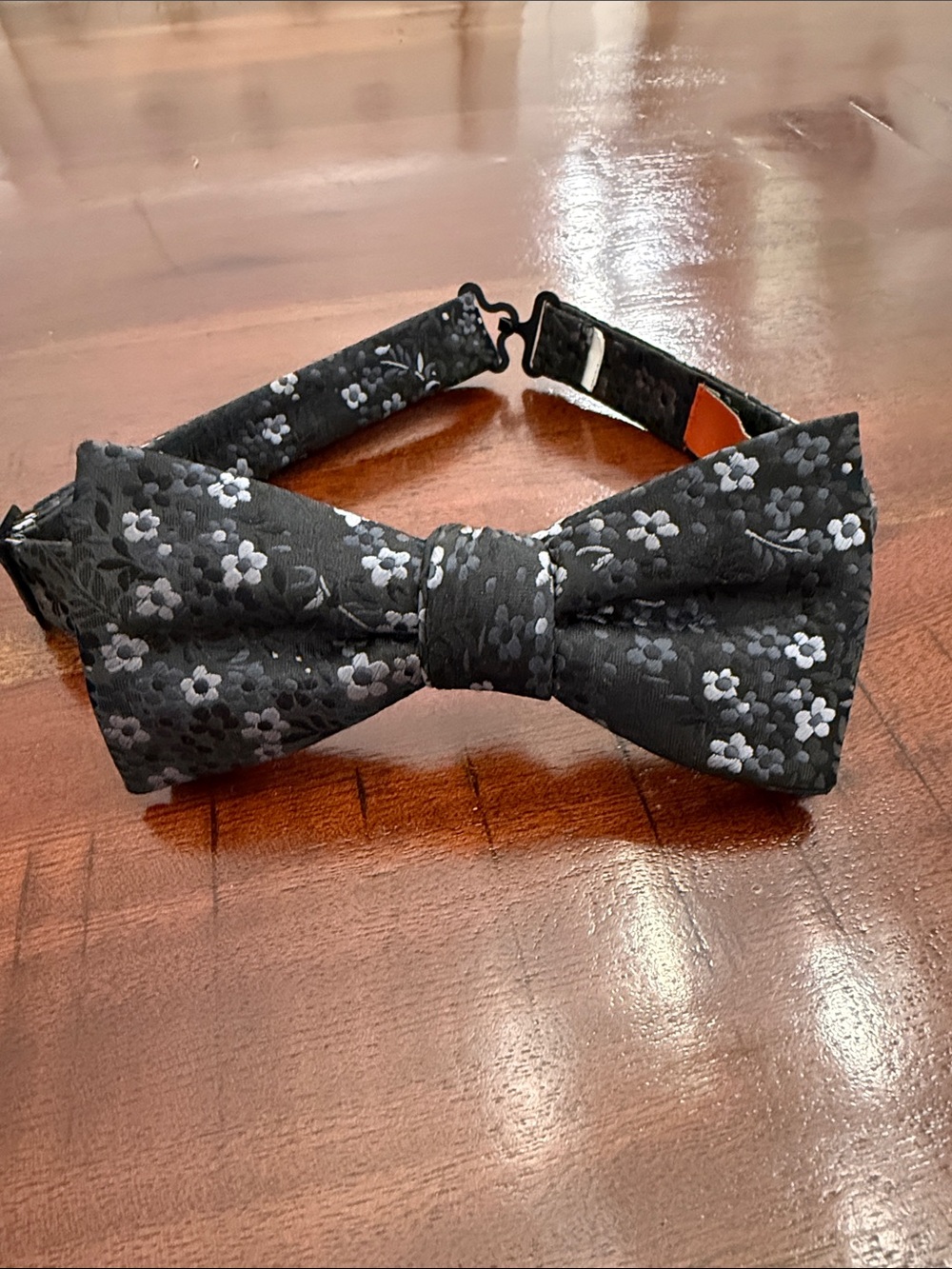 Men's Black Bow Tie with floral design